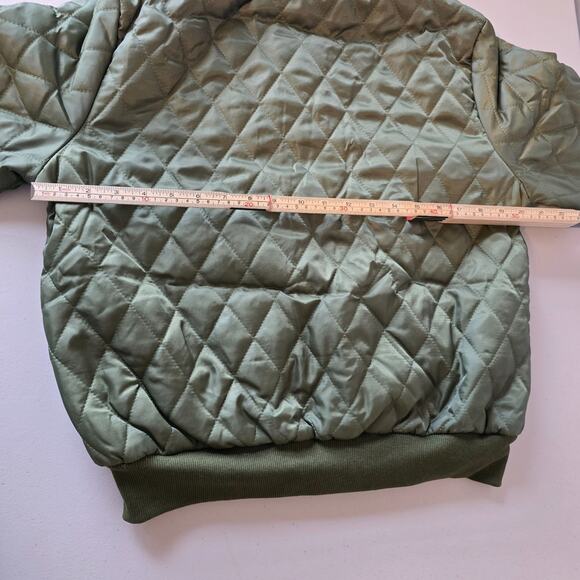 Eilly Bazar Quilted Bomber Jacket Women's L Green Zip Up NWOT - Picture 11 of 16
